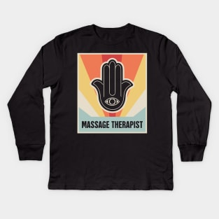 Retro Vintage Hamsa – Massage Therapist Kids Long Sleeve T-Shirt